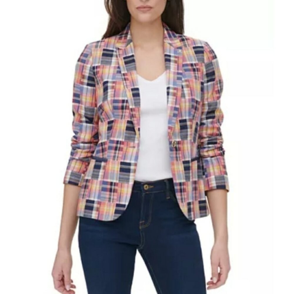 Sold! Tommy Hilfiger Mixed Madras Plaid Blazer Jacket Multicolor 12 NWOT - Picture 13 of 13